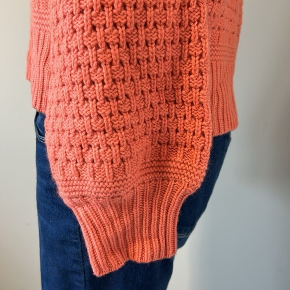 NAADAM Cashmere Wool Open Stitch Crewneck Sweater Coral Designer Sz S NEW - Picture 6 of 14